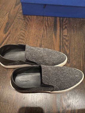 Vince Gray Knit & Black Trim Slip-On Sneakers